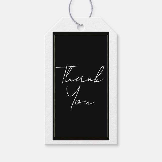 Étiquettes-cadeau Mariage Élégant Minimal Moderne Or Noir Blanc (Devant)