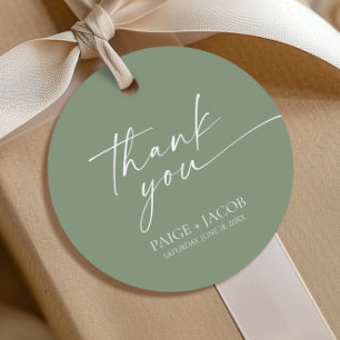 Étiquettes Cadeau Mariage Élégant Minimaliste Moderne Vert Sauge