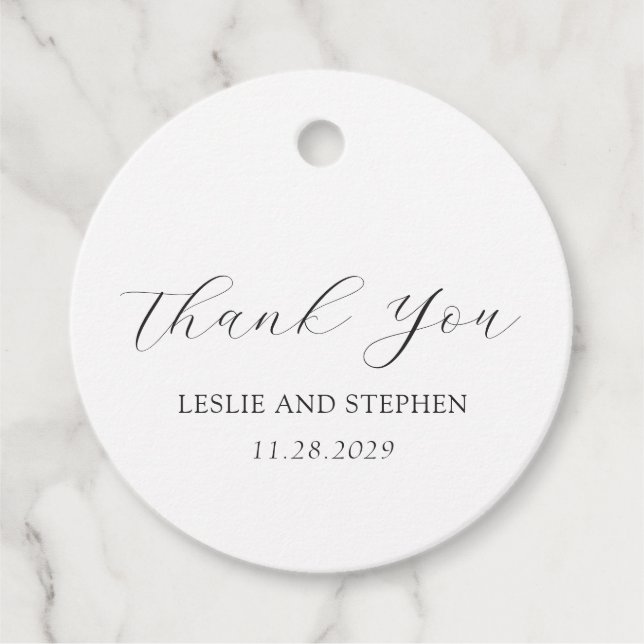 Étiquettes Cadeau Mariage élégant noir et blanc intemporel (Devant)