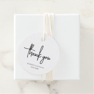 Étiquettes Cadeau Mariage Élégant Noir et Blanc Intemporel