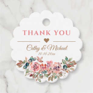 Étiquettes Cadeau Mariage élégant rustique poussiéreux rose floral m