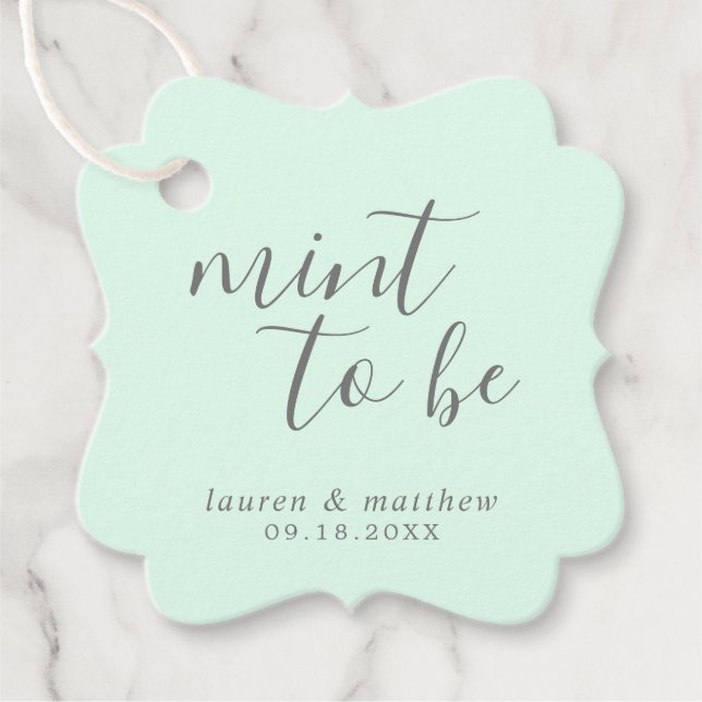 Étiquettes Cadeau Mariage Élégant Vert Menthe Simple (Devant)