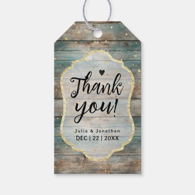 Étiquettes-cadeau Mariage en bois Chic Pastel de Shabby (Devant)