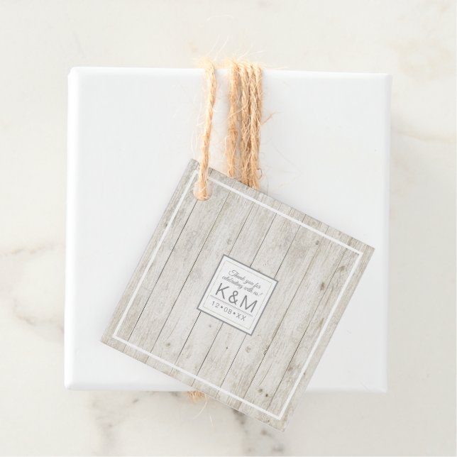 Étiquettes Cadeau Mariage en bois rustique ID515 (En situation)