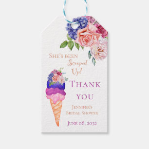 Étiquettes-cadeau Mariage en crème glacée Elle a tout raflé Merci