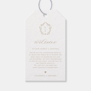Étiquettes-cadeau Mariage en crête beige vintage Bienvenue