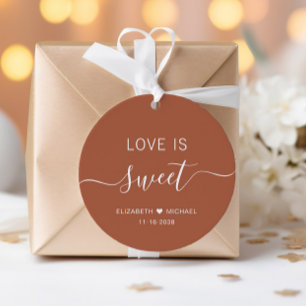 Étiquettes Cadeau Mariage en Terracotta Douce Amour