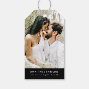 Étiquettes-cadeau Mariage Enregistrer la date Photo Simple Minimal N