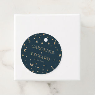 Étiquettes Cadeau Mariage Étoiles Dorées Mystiques Nuit Astronomie
