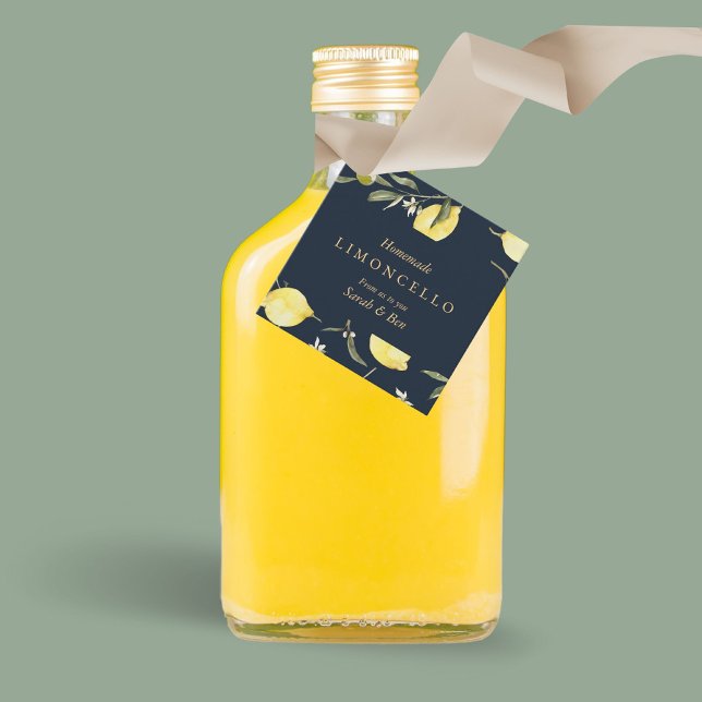 Étiquettes Cadeau Mariage événementiel Limoncello Citrons Noirs Mode (Créateur téléchargé)