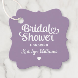 Étiquettes Cadeau Mariage Fantaisiste avec Écriture au Cœur Violet
