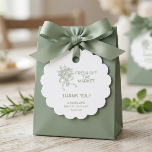 Étiquettes Cadeau Mariage Fantaisiste Vert Frais du Marché Baby Show