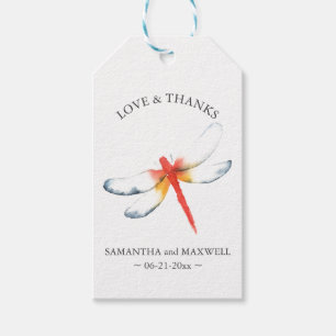 Étiquettes-cadeau Mariage Favor Balise rouge libellule