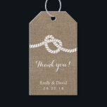 Étiquettes-cadeau Mariage Favor Rustic Tying the Knot Burlap<br><div class="desc">Burlap Tying the Knot Nautical Mariage Tags cadeaux.</div>