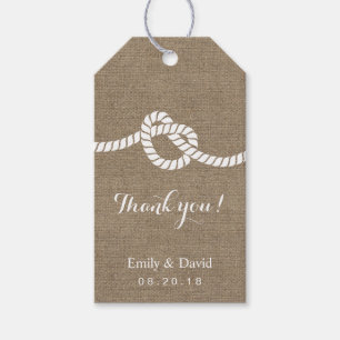 Étiquettes-cadeau Mariage Favor Rustic Tying the Knot Burlap