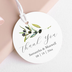 Étiquettes Cadeau Mariage Favor Tags Aquarelle Olive Branch
