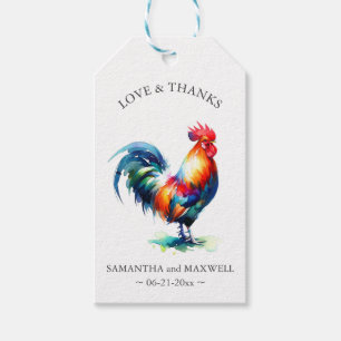 Étiquettes-cadeau Mariage Favor Tags Watercolor Rooster