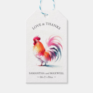 Étiquettes-cadeau Mariage Favor Tags Watercolor Rooster