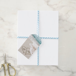 Étiquettes-cadeau Mariage Félicitations Plage Coeurs