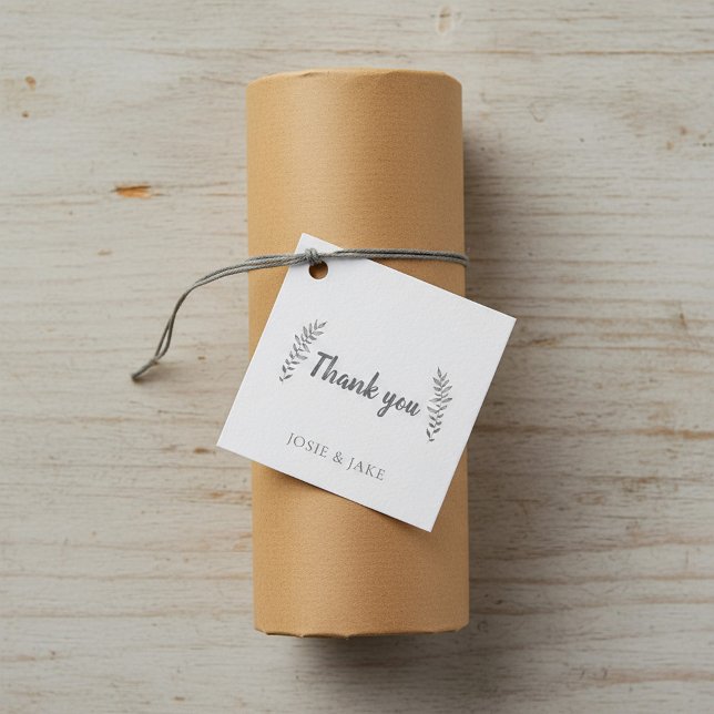 Étiquettes Cadeau Mariage feuille à main (Hand drawn leaves wedding thank you favor tags.)