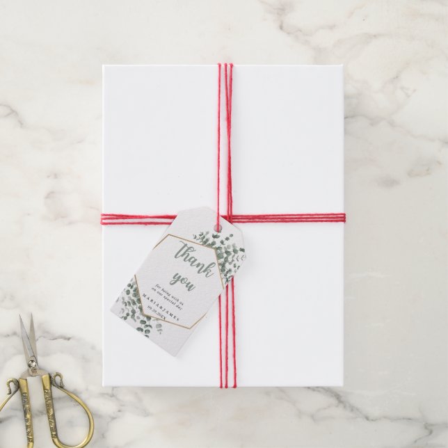 Étiquettes-cadeau Mariage Feuille de l'Eucalyptus (Avec de la ficelle)