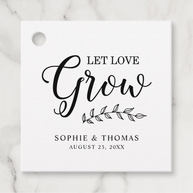 Étiquettes Cadeau Mariage feuille laisser l'amour grandir (Devant)