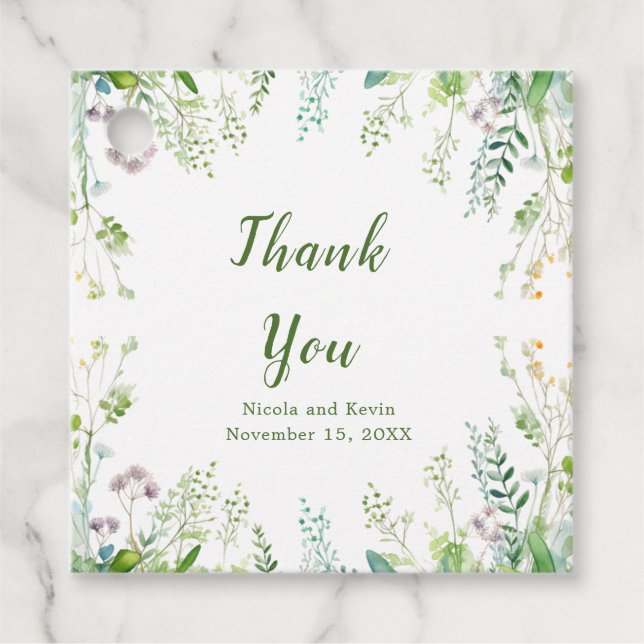 Étiquettes Cadeau Mariage Feuilles de Verdure d'Eucalyptus  (Devant)