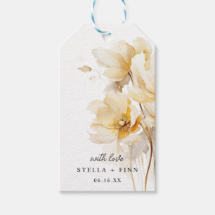 Étiquettes-cadeau Mariage Fleur Élégant en Or Blanc