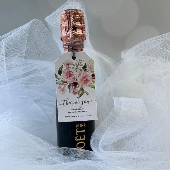 Étiquettes-cadeau Mariage Fleur Rose Shower (Créateur téléchargé)
