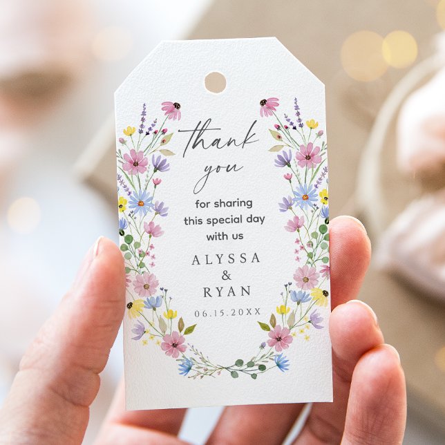 Étiquettes-cadeau Mariage Fleur sauvage de jardin boho romantique (Créateur téléchargé)