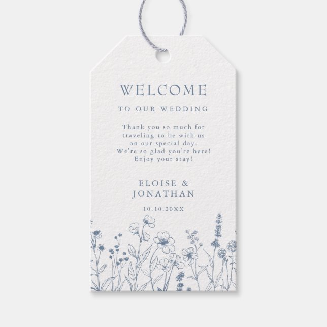 Étiquettes-cadeau Mariage Fleur sauvage de périphérique minimaliste  (Devant)