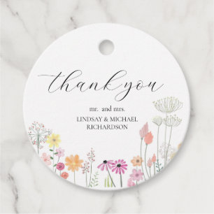 Étiquettes Cadeau Mariage Fleur sauvage de printemps coloré