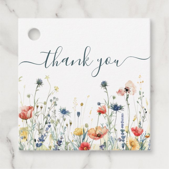 Étiquettes Cadeau Mariage Fleur sauvage dynamique (Devant)