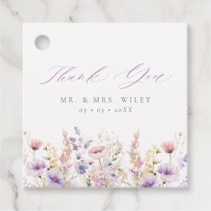 Étiquettes Cadeau Mariage Fleur sauvage Merci de Spring Lilac