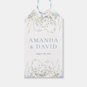 Étiquettes-cadeau Mariage Fleur sauvage périphérique bleu