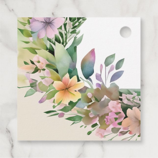 Étiquettes Cadeau Mariage Fleur sauvage Whimsical Pastel Watercolor (Dos)