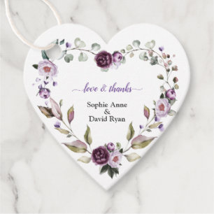 Étiquettes Cadeau Mariage Fleurs de Pivoines Violettes Roses Délicat