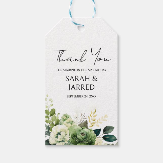 Étiquettes-cadeau Mariage Fleurs Et Verdure (Devant)