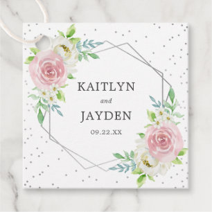 Étiquettes Cadeau Mariage floral à huile géométrique chic