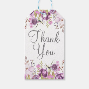 Étiquettes-cadeau Mariage floral aquarelle lavande lilac pourpre