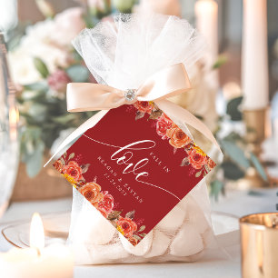 Étiquettes Cadeau Mariage Floral Automnal Bourguignon Tombez Amoureu