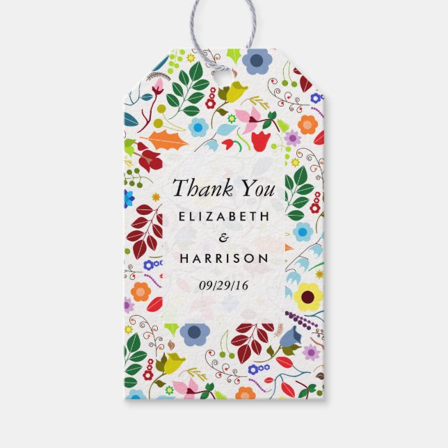 Étiquettes-cadeau Mariage floral chic boho moderne (Devant)