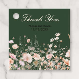 Étiquettes Cadeau Mariage Floral de Printemps Fleur Sauvage Rose Pâl
