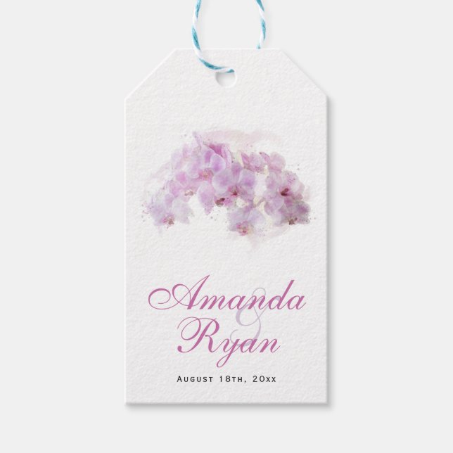 Étiquettes-cadeau Mariage floral d'orchidée rose pâle (Devant)