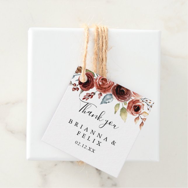 Étiquettes Cadeau Mariage floral élégant du printemps (En situation)