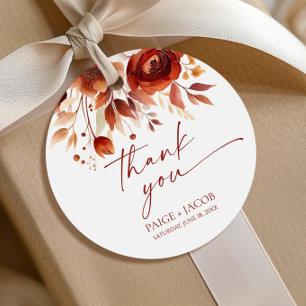 Étiquettes Cadeau Mariage Floral Fleur Brun Bordeaux Rouillé