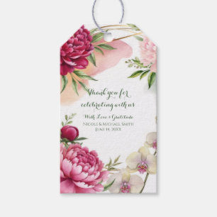 Étiquettes-cadeau Mariage Floral Glam Jardin Pivoine & Orchidée