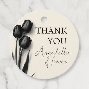 Étiquettes Cadeau Mariage Floral Gothique Tulipes Noires
