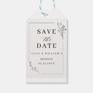 Étiquettes-cadeau Mariage Floral Moderne Minimaliste d'Économie de D