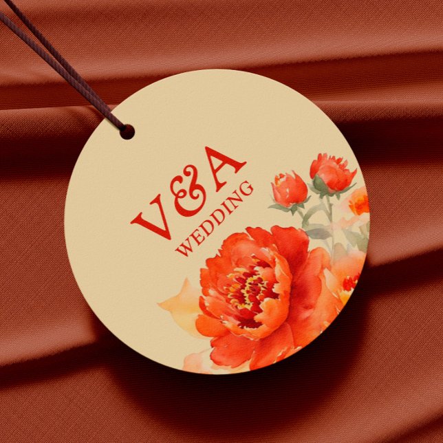 Étiquettes Cadeau Mariage Floral Orange Brûlé automne (Créateur téléchargé)